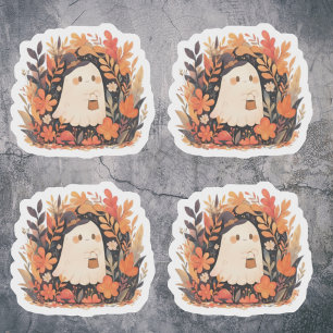 Pegatina Énfasis en el diseño de Halloween floral de otoño