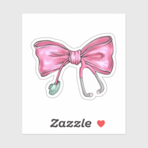 Pegatina Enfermera de Coquette rosa Stethoscope Bow