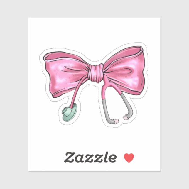 Pegatina Enfermera de Coquette rosa Stethoscope Bow (Hoja)