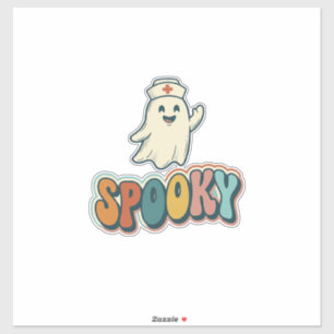 Pegatina Enfermera de Halloween Fantasma Espeluznante Retro