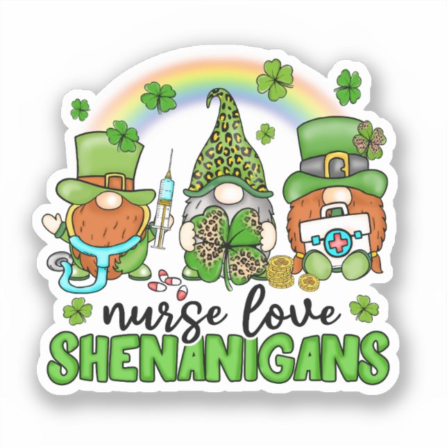 Pegatina Enfermera Love Shenanigans St. Patrick's (Anverso)