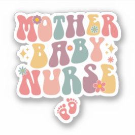 Pegatina Enfermera madre de bebé de Groovy, enfermera pospa