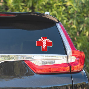 Pegatina Enfermera o Médica Caduceus Cross