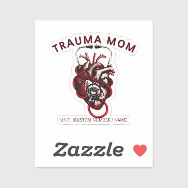 Pegatina Enfermera Personalizada de Trauma Mamá Corazón Ana (Hoja)