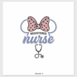 Pegatina Enfermera registrada Bow Stethoscope Gráfico Vinta