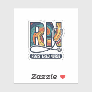 Pegatina Enfermera Registrada RN Diseño Vectorial Vintage A