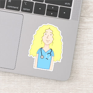 Pegatina Enfermera rubia