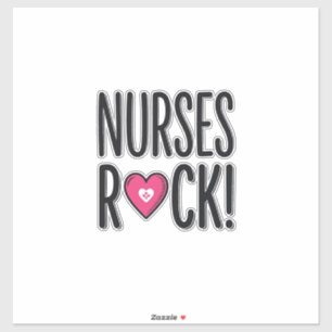 Pegatina Enfermeras Rock Diseño Vectorial Corazón de Enferm
