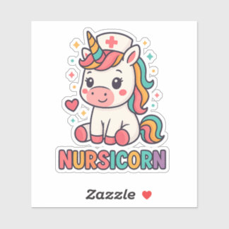Pegatina Enfermero de nursicorn con unicornio