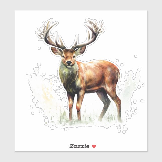 Pegatina Enorme ciervo rayado (Hoja)