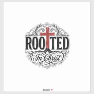 Pegatina Enraizado en Cristo Diseño de Cruz Cristiana Vinta
