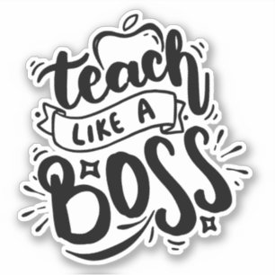 Pegatina Enseñar Como Un Jefe Profesor Escuela Portátil Lib