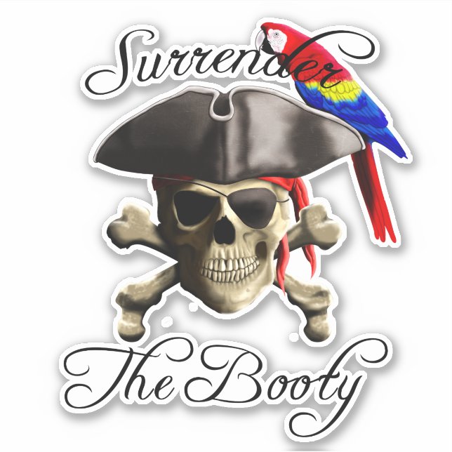 Pegatina Entrega divertida del pirata el botín (Anverso)