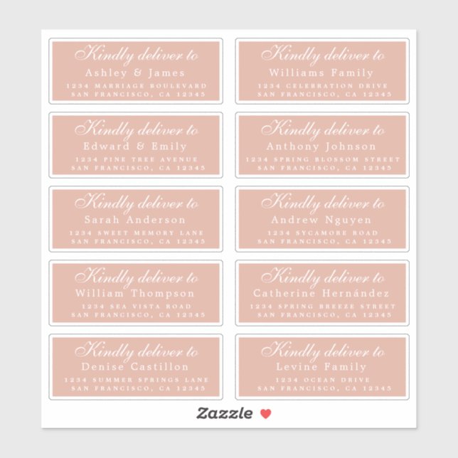 Pegatina Entregar a la dirección de invitado de script Etiq (Hoja)