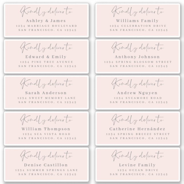 Pegatina Entregar a la dirección de invitado del Boda rosa  (Anverso)