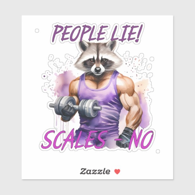 Pegatina Entrenador de Racoon, atleta, campanas (Hoja)