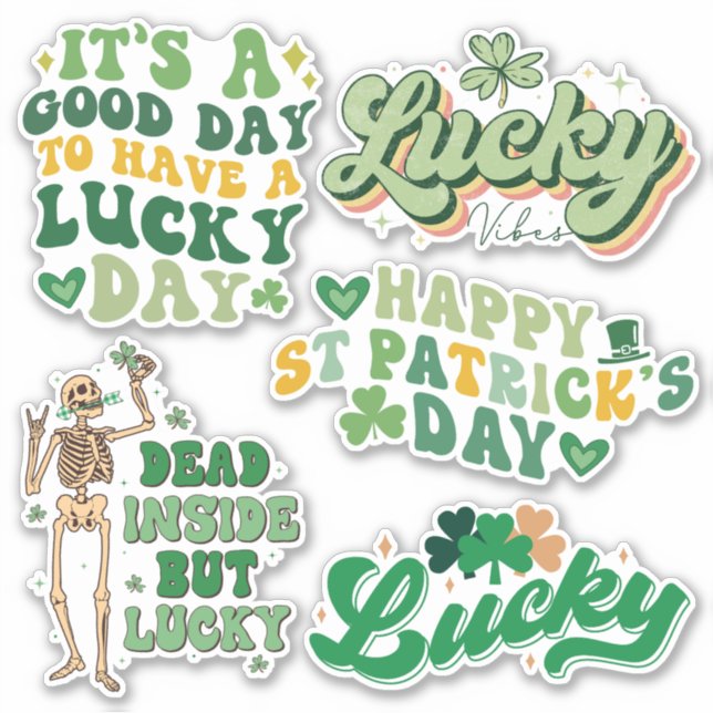 Pegatina Envase de Retro St. Patrick's Day Vinyl (Anverso)