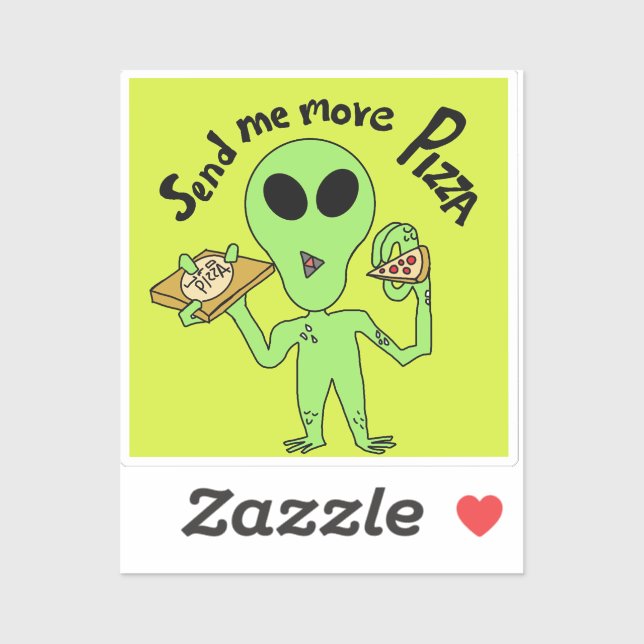 Pegatina enviarme más pizza ufo (Hoja)