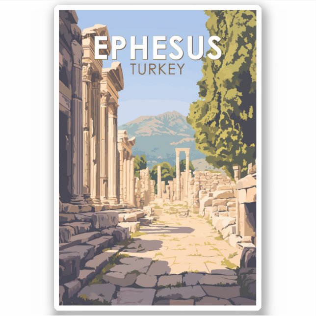 Pegatina Ephesus Turquía Viaje arte Vintage (Anverso)