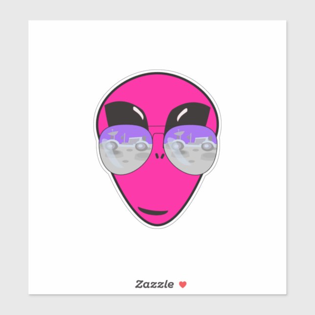 Pegatina Epic Shades Alien Head Moon Tourist UFO (Hoja)