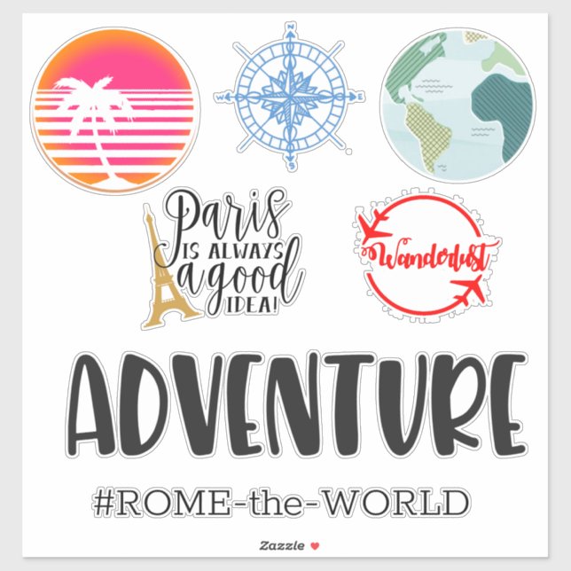 Pegatina Equipaje de viaje variado (Hoja)