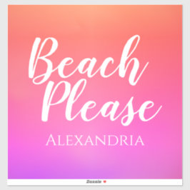 Pegatina Equipaje Personalizado Playa Rosa Naranja Ombre