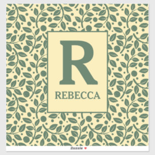 Pegatina Equipamiento de patrón de hojas verdes y crema