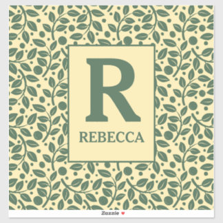 Pegatina Equipamiento de patrón de hojas verdes y crema