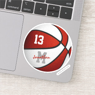 Pegatina equipo blanco rojo anima a los chicos básquetbol