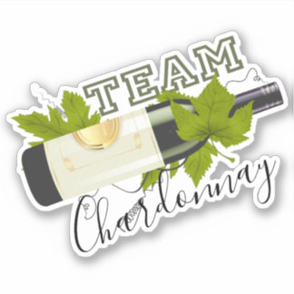 Pegatina Equipo Chardonnay botella de vino de uva blanca