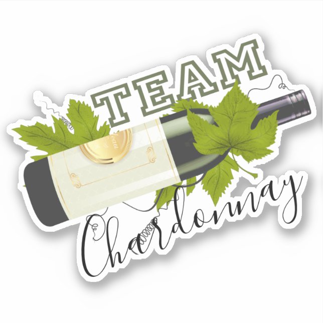 Pegatina Equipo Chardonnay botella de vino de uva blanca (Anverso)