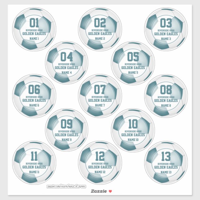 Pegatina equipo de 13 verde azulados chicas de la selección (Hoja)