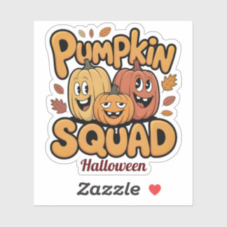 Pegatina Equipo de Calabaza Lindo Dibujo Animado Retro Otoñ