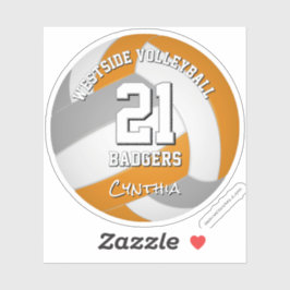 Pegatina equipo de deportes gris naranja juega al voleibol