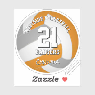 Pegatina equipo de deportes gris naranja juega al voleibol