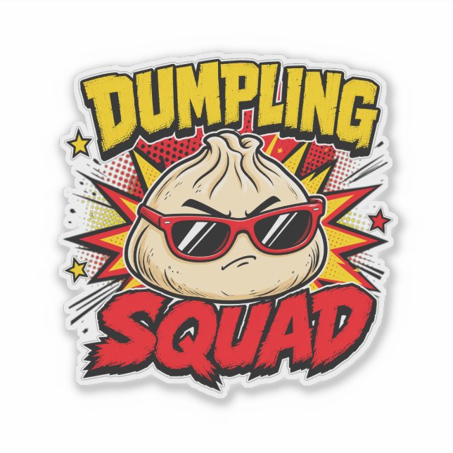 Pegatina Equipo de Dumpling Retro Cómic Pop Art Comida Dim  (Anverso)