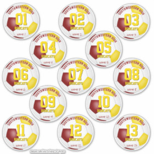 Pegatina Equipo de fútbol de oro de Maroon regalo ideas con