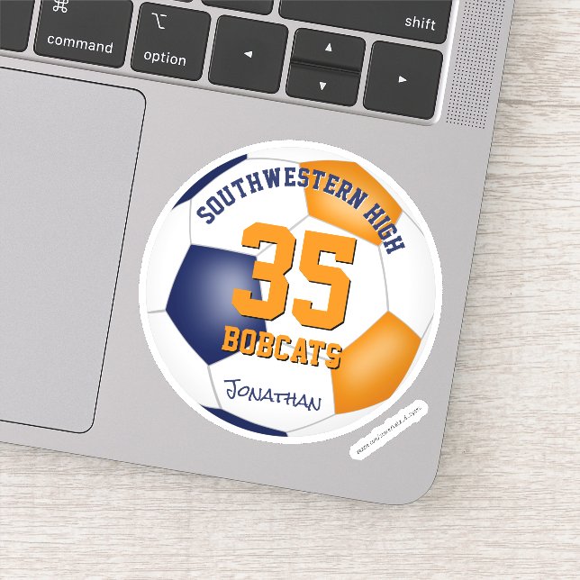 Pegatina equipo naranja azul colores chica (Detalle)