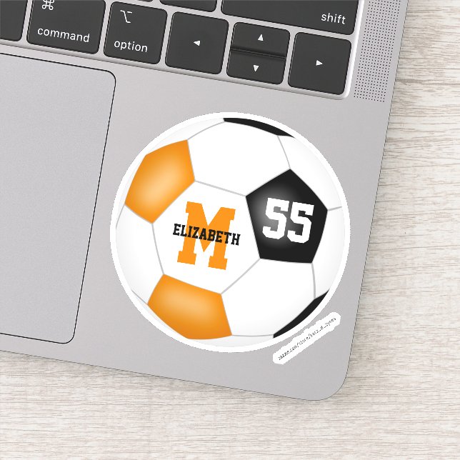 Pegatina equipo naranja negro colores chica fútbol masculin (Detalle)