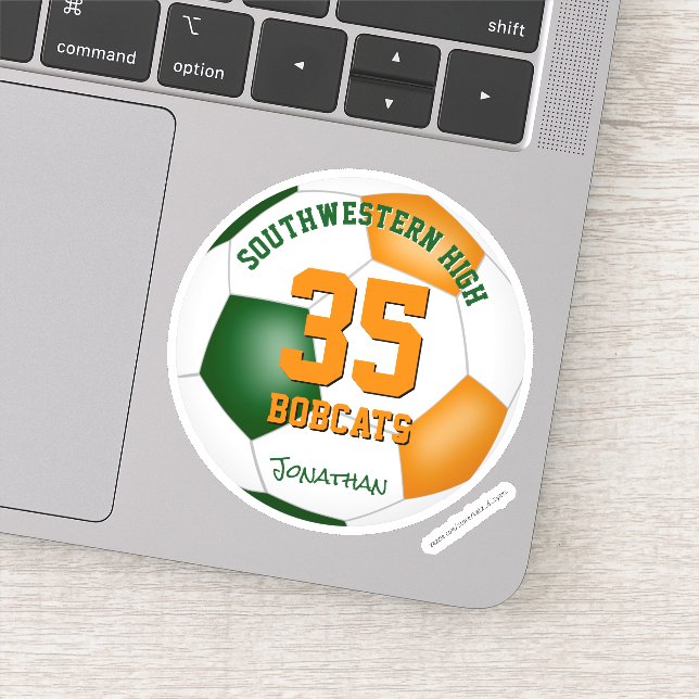 Pegatina equipo naranja verde colores chica (Detalle)