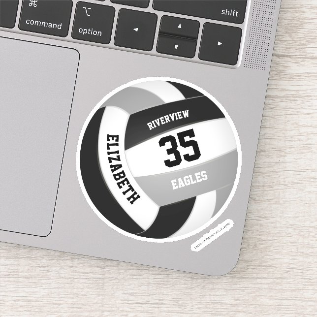 Pegatina equipo negro gris colores chicas voleibol masculin (Detalle)