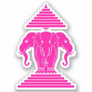 Pegatina Erawan rosado tres dirigió Lao del elefante/la