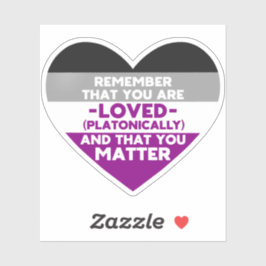 Pegatina Eres amado, asunto (corazón de la bandera asexual)