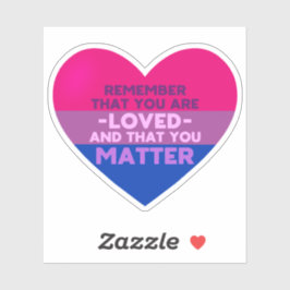 Pegatina Eres amado, asunto (corazón de la bandera bisexual