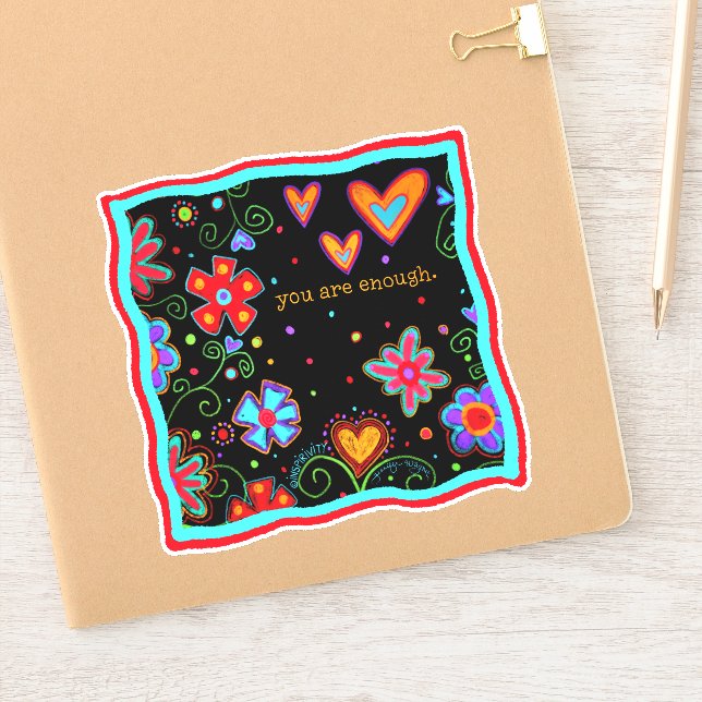 Pegatina Eres lo suficientemente divertido, negro, floral i (Cuaderno)