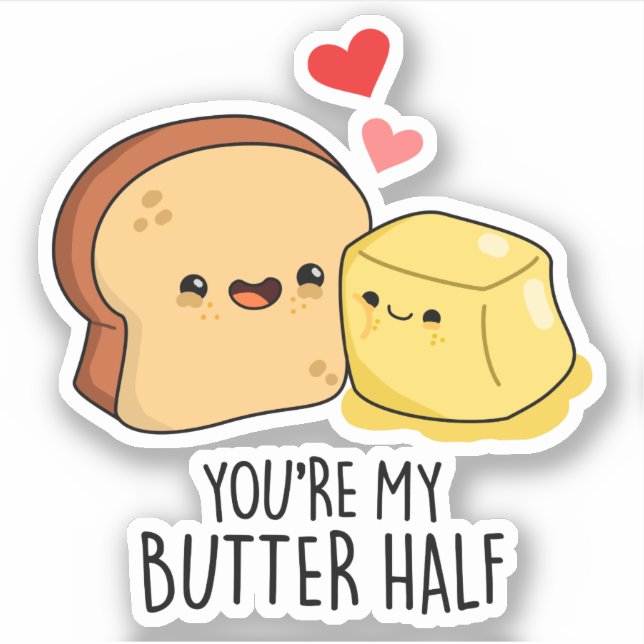Pegatina Eres mi Butter Mitad Funny Butter Toast Pun (Anverso)