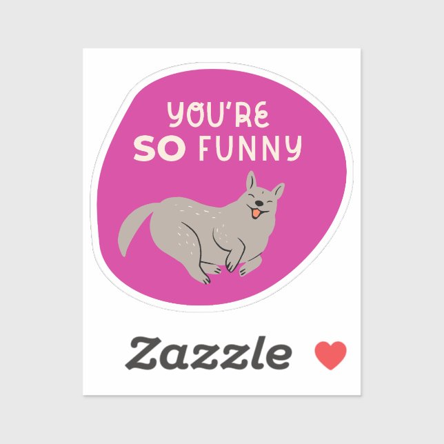 Pegatina eres tan divertido lindo perro ilusionado fuchsia (Hoja)