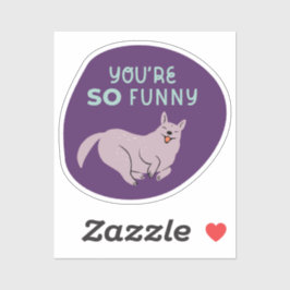 Pegatina eres tan gracioso lindo perro ilustrado aqua púrpu