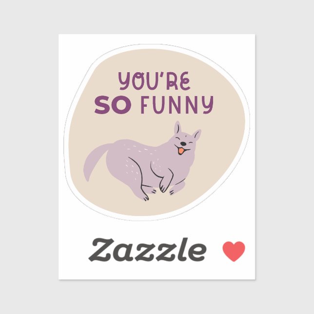 Pegatina eres tan gracioso lindo perro ilustrado que morado (Hoja)