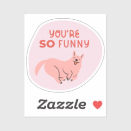 Pegatina eres tan gracioso lindo perro ilustrado retro rosa